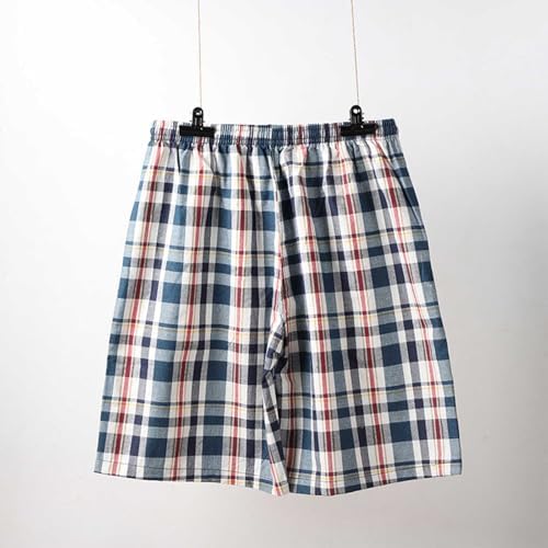 Mens Cotton Plaid Pajama Shorts with Pockets
