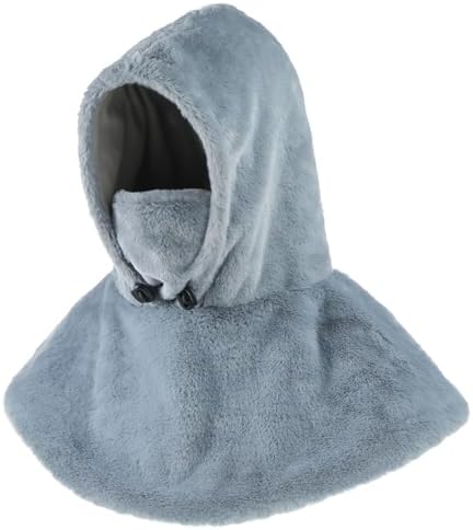 Adjustable Ski Mask Fleece Hooded Shawl for Kids