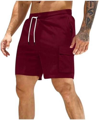 Mens Corduroy Casual Cargo Shorts