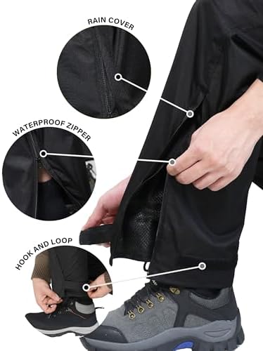 iCreek Mens Waterproof Rain Pants Block Out Wetness