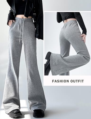 Kiench Flared Leg Sweats Trendy High Waist for Teens