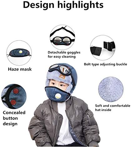 4-in-1 Hats with Masks Goggles for Kids
