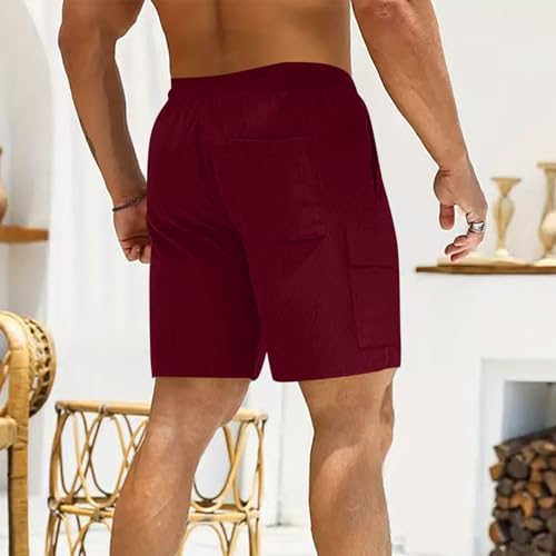 Mens Corduroy Casual Cargo Shorts