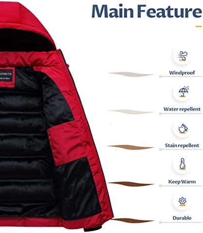 Mens Puffer Jacket Waterproof Winter Parka Jacket Warm Thicken Ski Coat