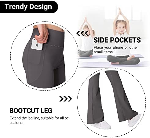 AENLLEY Girl Yoga Flare Wide Leg Tummy Control Stretchy Pants 3 Pack