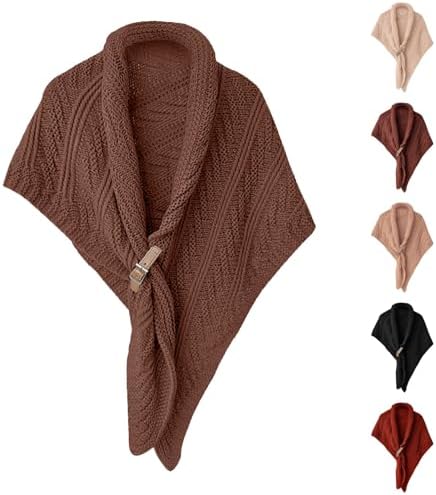 Knitted Shawl with Leather Buckle Womens Fashion Citizens AutumnWinter