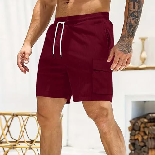 Mens Corduroy Casual Cargo Shorts