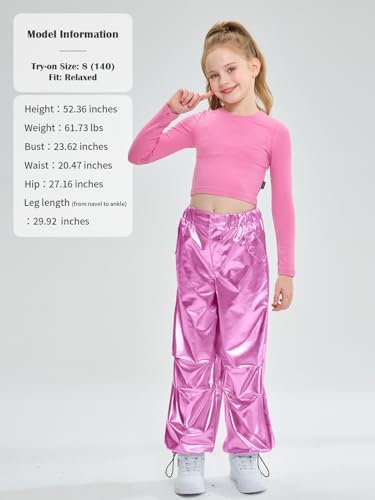 LOLANTA Girls Metallic Jogger Pants with Convertible Leg Opening