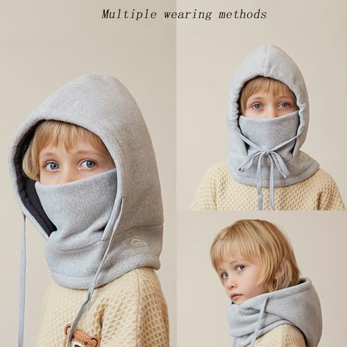 Balaclava Ski Mask for Kids Sherpa Hood Warm Cold-Proof