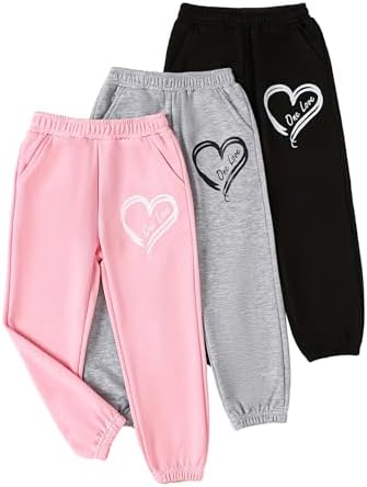 Girls 3-Piece Letter Graphic Print Sweatpants