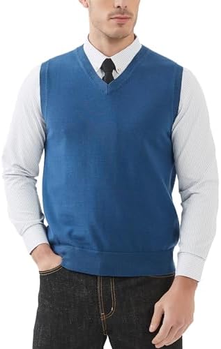 Kallspin Mens Slim-Fit V-Neck Cotton Vest