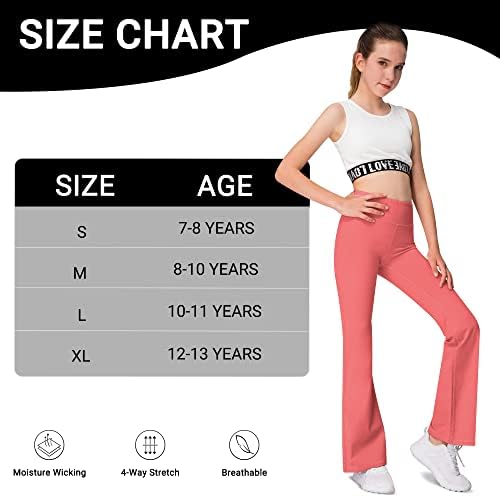 AENLLEY Girl Yoga Flare Wide Leg Tummy Control Stretchy Pants 3 Pack
