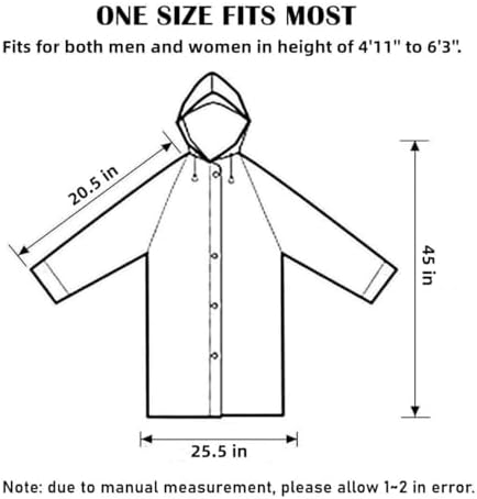 Reusable premium EVA rain ponchos for adults 5-pack