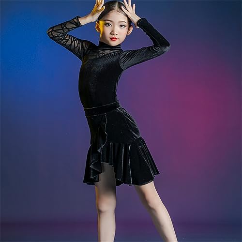 OTMYIGO Girls Latin Dance Costume Split Dress for Ballroom Salsa Tango
