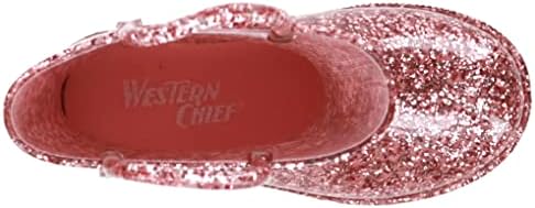 Western Chief Girls Glitter Waterproof Rain Boot with Easy Pull on Handles