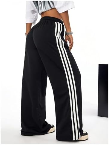 Shenhe Girls Stripe Sweatpants with Elastic Waist and Drawstring