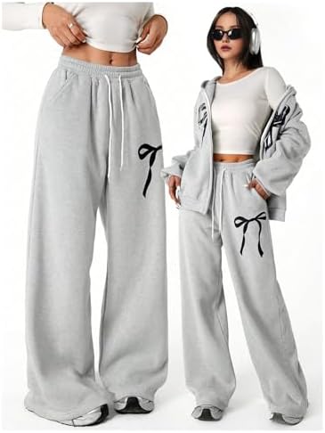 GORGLITTER Girls Bow Wide Leg Sweatpants