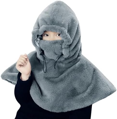 Adjustable Ski Mask Fleece Hooded Shawl for Kids