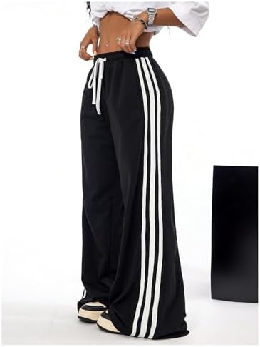 Shenhe Girls Stripe Sweatpants with Elastic Waist and Drawstring