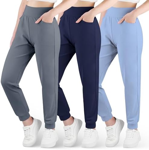 Big Elephant 3-Piece Girls Joggers with Pockets for Yoga Running