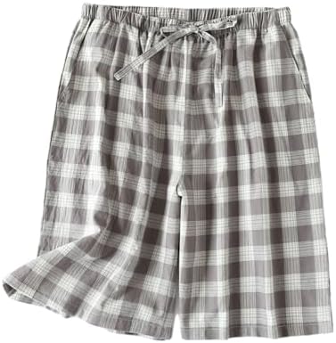 Homgro Mens Cotton Pajamas Shorts Plaid Printed Soft Pjs