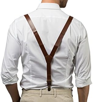 Armoniia Brown PU Leather Suspenders Bow Tie Combo