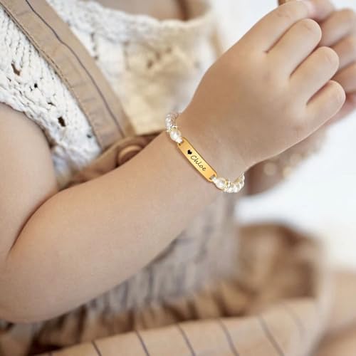 Personalized Baby Bracelet with Name Plaque for Kids