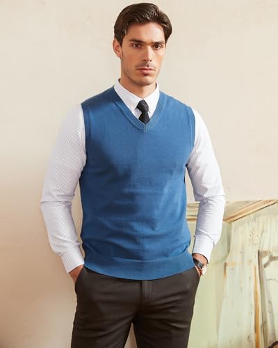 Kallspin Mens Slim-Fit V-Neck Cotton Vest