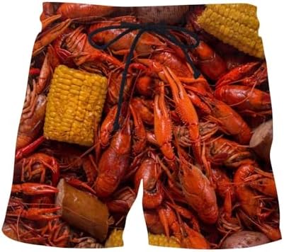 Plus Size Crawfish Print Beach Shorts mens quick dry