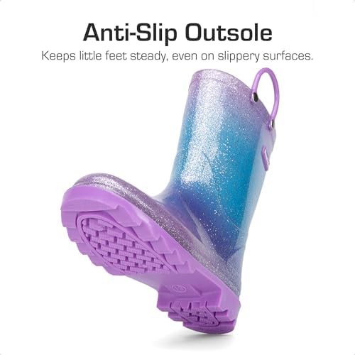 DREAM PAIRS Kids Rain Boots Glitter Boys Girls