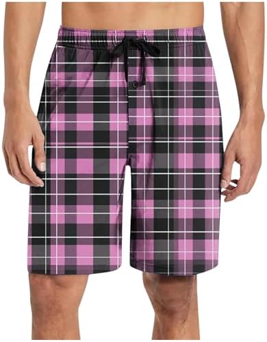 Mens Plaid Block Print Shorts
