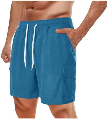 Finelylove Mens Casual Elastic Waist Cargo Shorts Durable Stylish for Summer