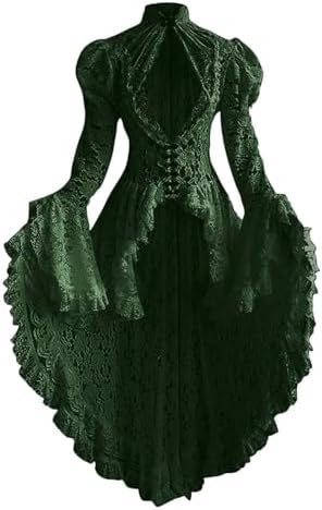 Victorian Lace Bell Sleeve Dresses for Women - Medieval Renaissance Festival Dresses