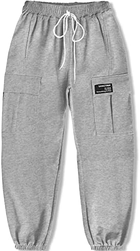 SANGTREE Womens Drawstring Cargo Jogger Pants Comfortable Active Wear