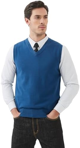 Kallspin Mens Slim-Fit V-Neck Cotton Vest