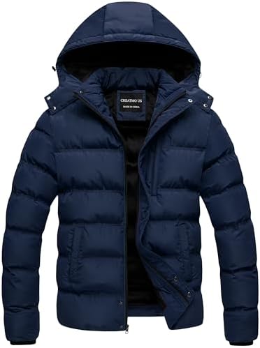 Mens Puffer Jacket - Waterproof Windproof Winter Parka for Skiing Camping