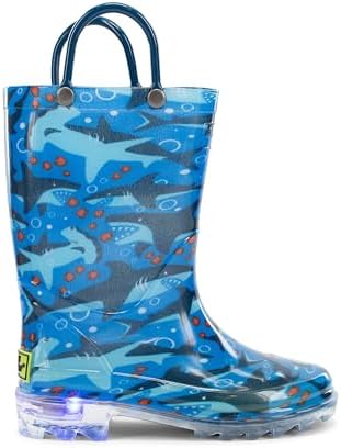 Western Chief Shark Chase Lighted Rain Boot Blue 6