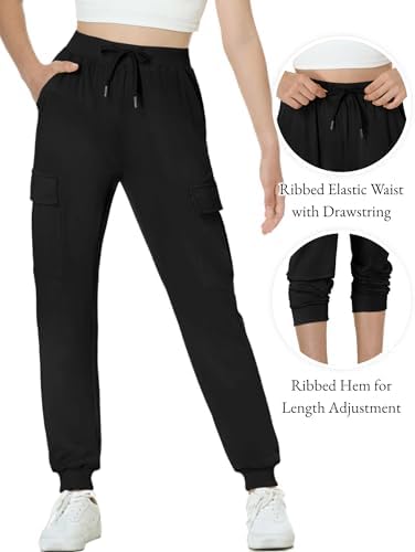 EXARUS Youth Girls Cargo Hiking Pants Joggers Slim Fit with Pockets