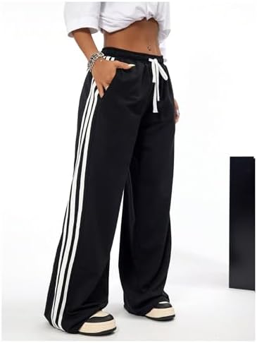 Shenhe Girls Stripe Sweatpants with Elastic Waist and Drawstring