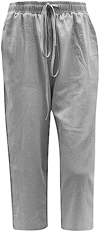 High-Waisted Linen Pants for Women with Pockets Summer Casual