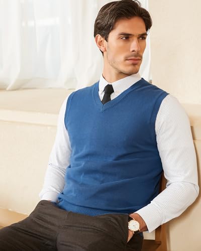 Kallspin Mens Slim-Fit V-Neck Cotton Vest