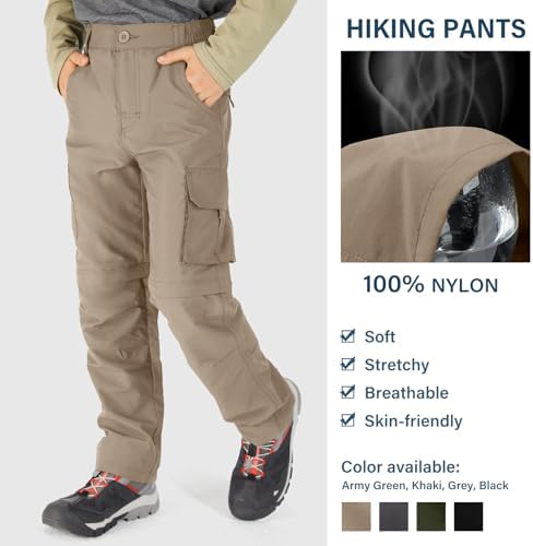 Boys Quick Dry Cargo Pants Hiking Waterproof Outdoor Camping Fishing Scout