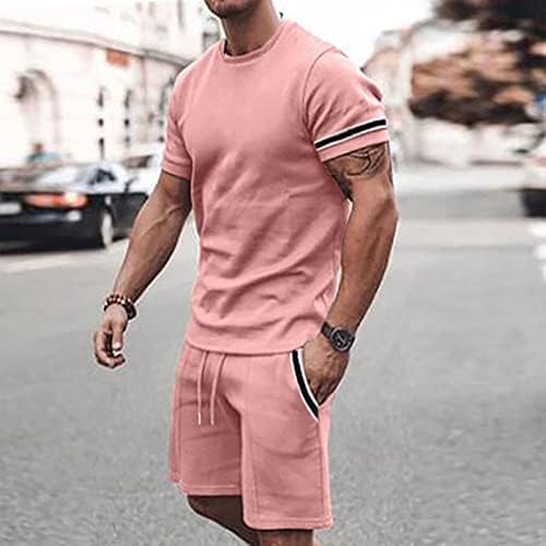 Wuitopue 2-Piece Lightweight Summer Outfit Set for Men - Casual Breathable Stylish