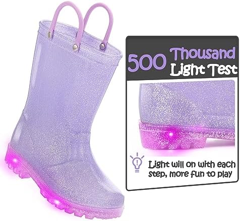 K KomForme Kids Rain Boots - Waterproof Lit