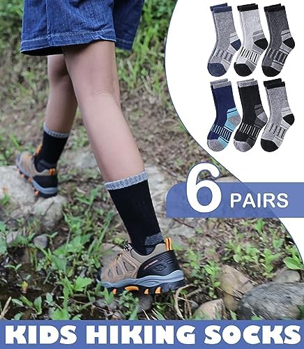 LINEMIN Kids Merino Wool Hiking Socks 6 Pairs