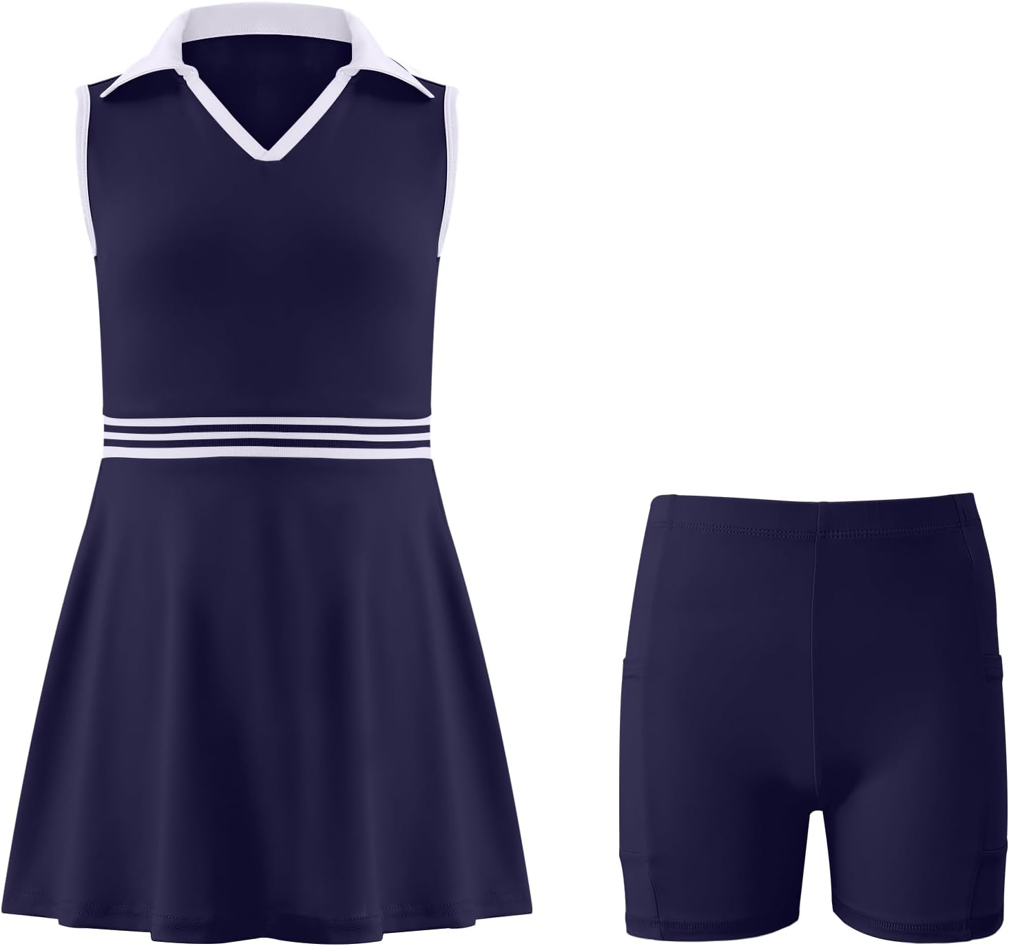 Girls Stretchy V-Neck Tennis Golf Outfit