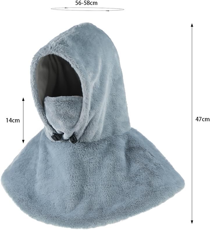 Adjustable Ski Mask Fleece Hooded Shawl for Kids
