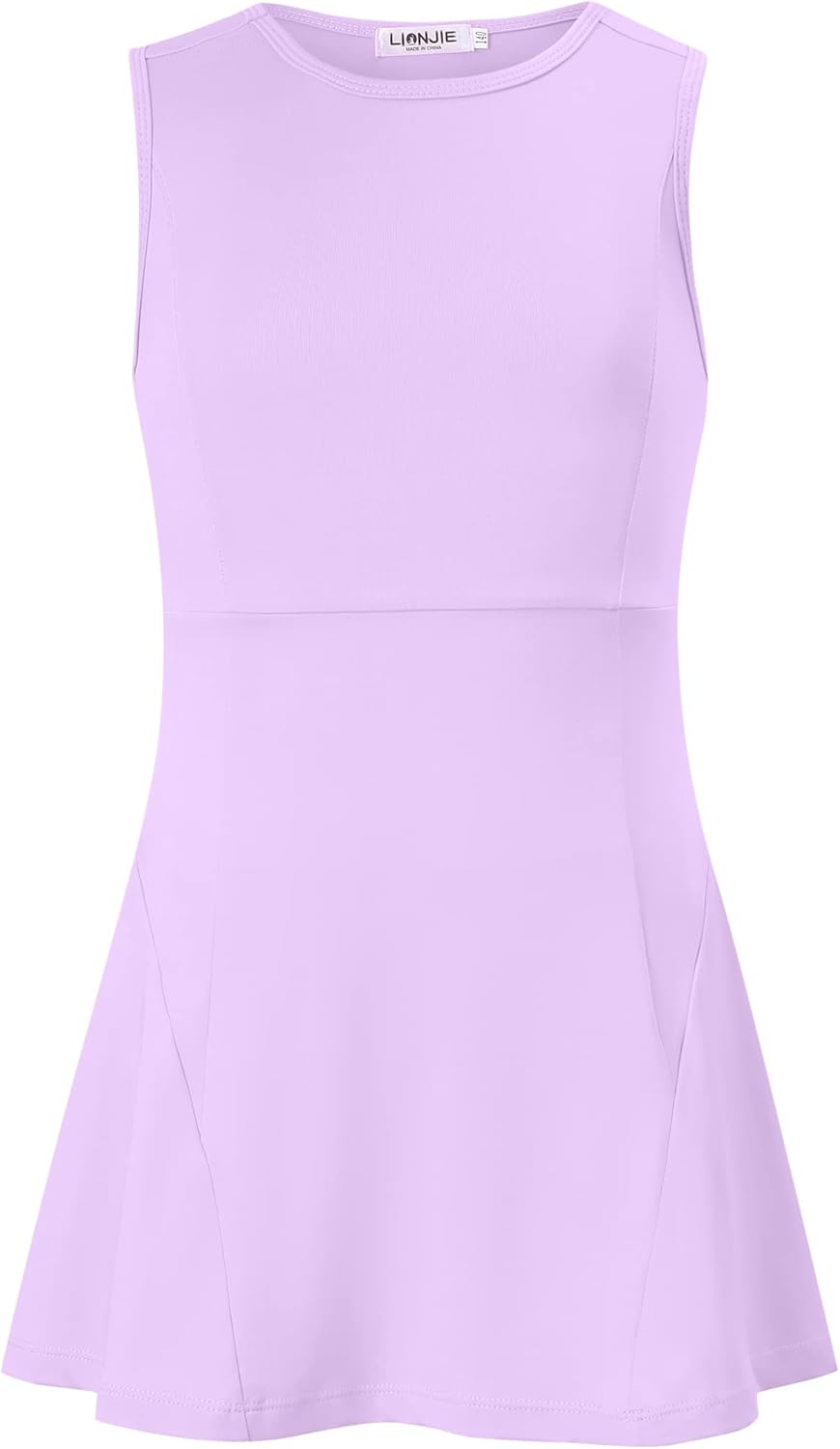 Girls Sleeveless Tennis Golf Sport Dress Set with Skirt and Shorts