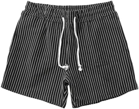 Mens Casual Stripe Elastic Waist Shorts