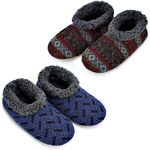 Cozy Warm 2-Pair Fuzzy Sherpa Lined Slipper Socks for Men